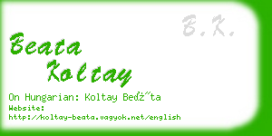 beata koltay business card